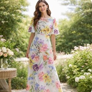 ⭐️Host  Pick⭐️ ASOS | White Floral Print Maxi  Dress